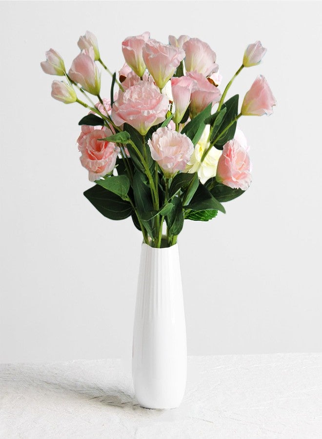 Valemoon White Ceramic Vase, 7.5 Inch Flower Vase with Vertical Stripes for Pampas Calla Lily Tulip, Minimalism Modern Style for Housewarming, Weddings, Birthday, Christmas, Thanksgiving, New Year - Image 1